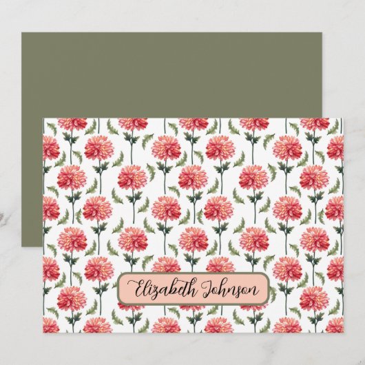 Personalized Chrysanthemum Botanical Note Card Notitiekaartje (Voorkant / Achterkant)