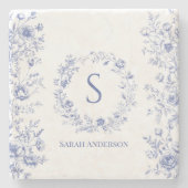 Personalized Classic Blue Flowers Floral Pattern Stenen Onderzetter (Voorkant)