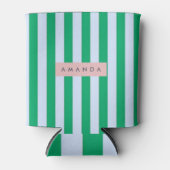 Personalized Classic Green and White Striped Blikjeskoeler (Voorkant)