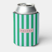 Personalized Classic Green and White Striped Blikjeskoeler (Blikje Achterkant)