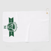Personalized Classic Green Golf Monogram Crest Golfhanddoek (Horizontaal)