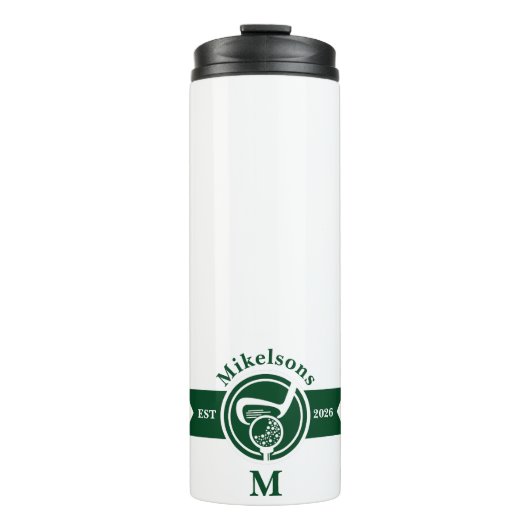 Personalized Classic Green Golf Monogram Crest Thermosbeker (Voorkant)