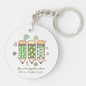 Personalized Clover One Lucky Teacher Pencil Sleutelhanger (Achterkant)