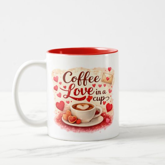 Personalized Coffee Love in a Cup Valentine mug (Gauche)