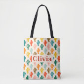 Personalized Colorful Cacti Pattern Tote Bag (Devant)