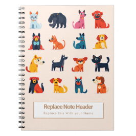 Personalized Colorful Cute Dogs Notebook Notitieboek