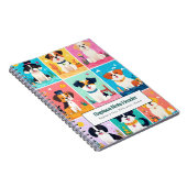 Personalized Colorful Cute Dogs Notebook Notitieboek (Rechterzijde)