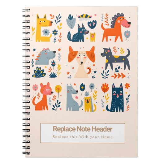 Personalized Colorful Cute Dogs Notebook Notitieboek (Voorkant)