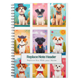 Personalized Colorful Cute Dogs Notebook Notitieboek