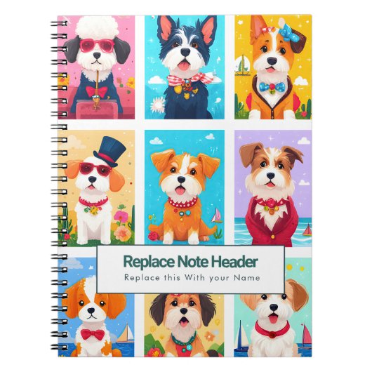 Personalized Colorful Cute Dogs Notebook Notitieboek (Voorkant)