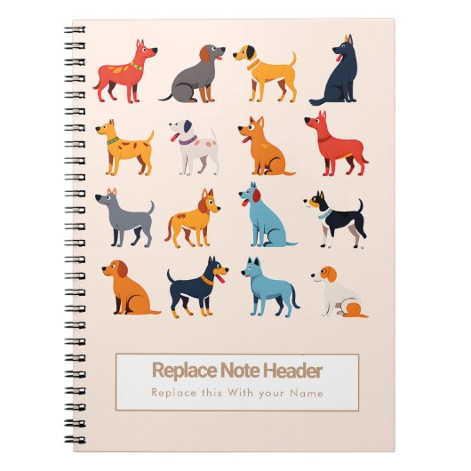 Personalized Colorful Cute Dogs Notebook Notitieboek (Voorkant)
