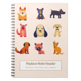 Personalized Colorful Cute Dogs Notebook Notitieboek