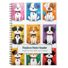 Personalized Colorful Cute Dogs Notebook Notitieboek