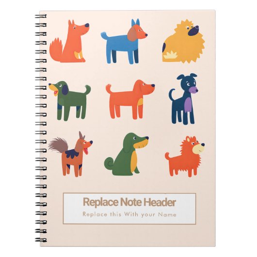 Personalized Colorful Cute Dogs Notebook Notitieboek (Voorkant)