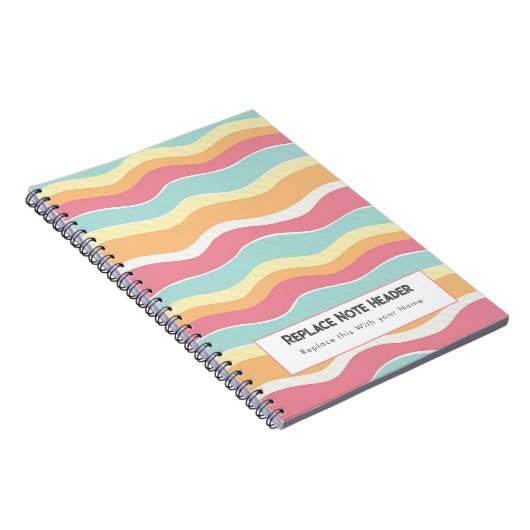 Personalized Colorful Wave Patterned  Notitieboek (Rechterzijde)