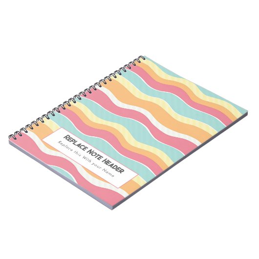 Personalized Colorful Wave Patterned  Notitieboek (Linkerzijde)