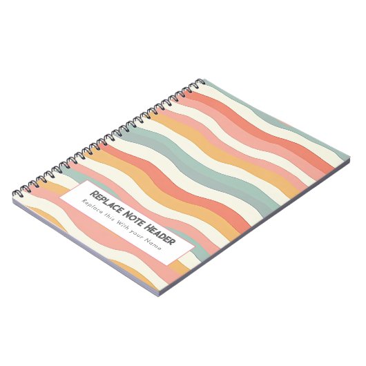Personalized Colorful Wave Patterned  Notitieboek (Linkerzijde)