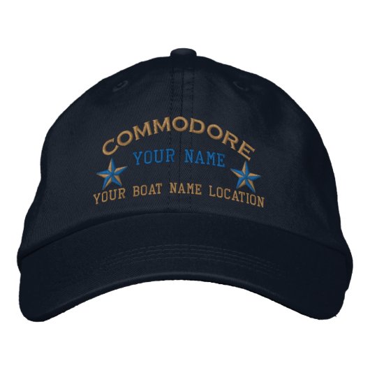 Personalized Commodore Stars Ball Cap Embroidery Geborduurde Pet (Voorkant)