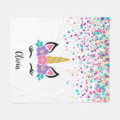 Personalized Confetti Unicorn Blanket – Polka Dot  Fleece Deken (Voorkant (Horizontaal))