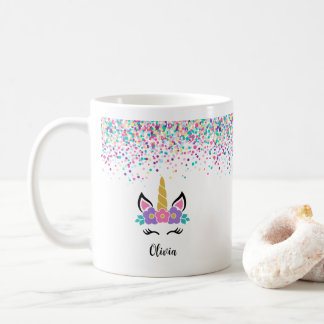Personalized Confetti Unicorn Mug – Polka Dot mug