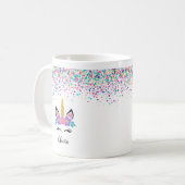 Personalized Confetti Unicorn Mug – Polka Dot mug (Devant gauche)