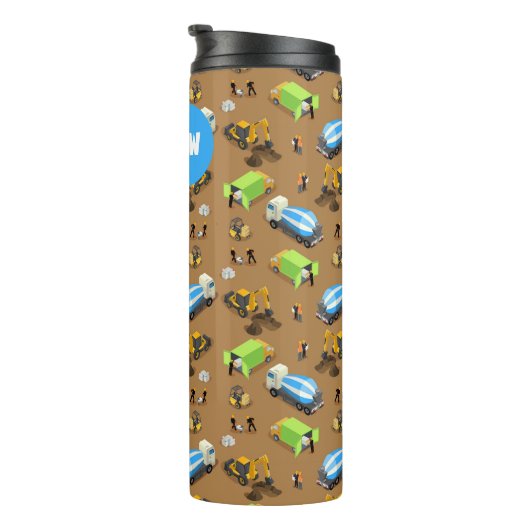 Personalized Construction Vehicles & Workers  Thermosbeker (Geroteerd rechts)