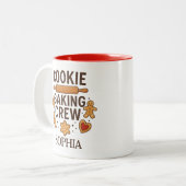 Personalized Cookie Baking Crew – Custom Name Tweekleurige Koffiemok (Voorkant links)