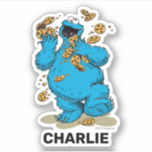 Personalized Cookie Monster Crazy Cookies Sticker (Voorkant)