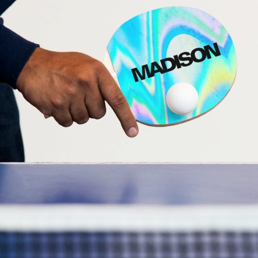 Personalized Cool Cute Name Holographic Wave Tafeltennisbatje (Insitu)