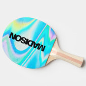 Personalized Cool Cute Name Holographic Wave Tafeltennisbatje (Zijkant)