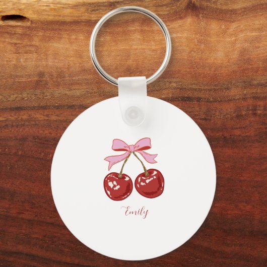 Personalized Coquette Cherry Bow Name  Sleutelhanger (Achterkant)