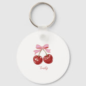 Personalized Coquette Cherry Bow Name  Sleutelhanger (Achterkant)