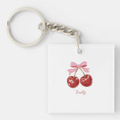 Personalized Coquette Cherry Bow Name Sleutelhanger (voorkant)