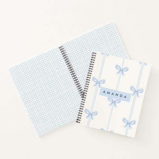 Personalized Coquette Pastel Soft Blue Ribbon Bow  Notitieboek (Binnen)