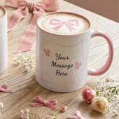 Personalized Coquette Pink Bow Coffee Mug