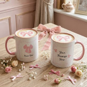 Personalized Coquette Pink Bow Coffee Mug