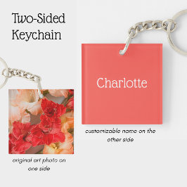 Personalized Coral Gladiolus Flower Photo Women's  Sleutelhanger