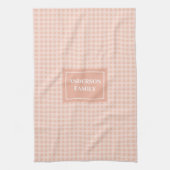 Personalized Coral Plaid Towel Chic Kitchen Style Theedoek (Verticaal)