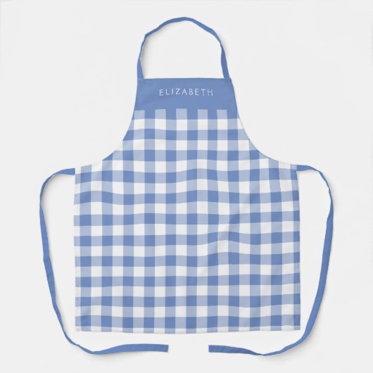 Personalized Cornflower Blue Gingham Check Pattern Schort (Voorkant)