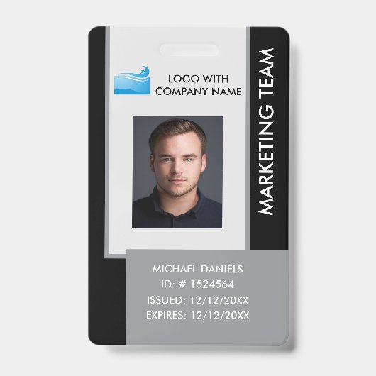 Personalized Corporate Employee ID Badge black (Face)