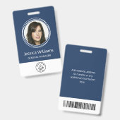 Personalized Corporate Employee ID Badge Blue (Avant & arrière)
