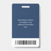 Personalized Corporate Employee ID Badge Blue (Arrière)