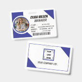 Personalized Corporate Employee ID Badge Blue (Recto et verso)