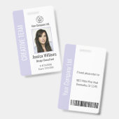 Personalized Corporate Employee ID Badge Lavender (Voor- en achterkant)