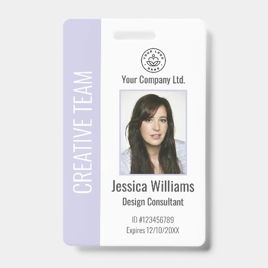 Personalized Corporate Employee ID Badge Lavender (Voorzijde)