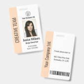 Personalized Corporate Employee ID Badge Peach (Avant & arrière)