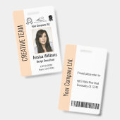 Personalized Corporate Employee ID Badge Peach (Avant & arrière)