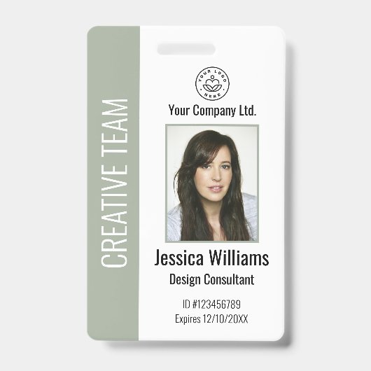 Personalized Corporate Employee ID Badge Sage (Voorzijde)