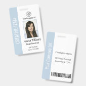 Personalized Corporate Employee ID Dusty Blue Badge (Voor- en achterkant)