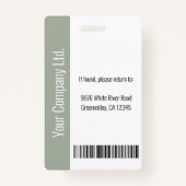 Personalized Corporate Employee ID Sage Green Badge (Achterkant)